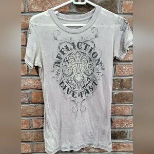 Affliction Light Gray T-Shirt - Medium